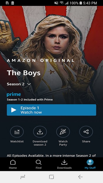 Amazon Prime Video app detail
