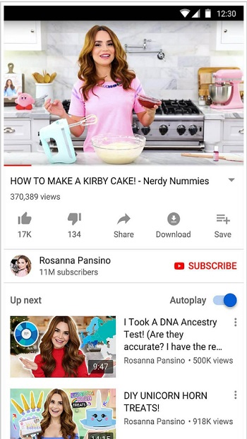 YouTube app detail